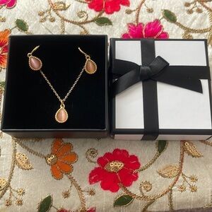 Waterproof 18K  gold plated necklace and earrings set